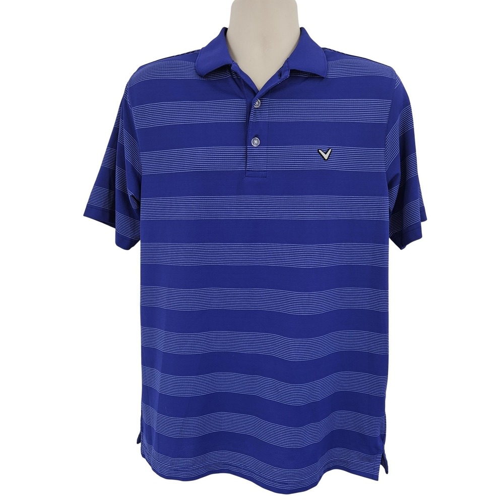 Callaway Golf Polo Shirt Men S Blue Striped Opti-Dri Performance Top Preppy